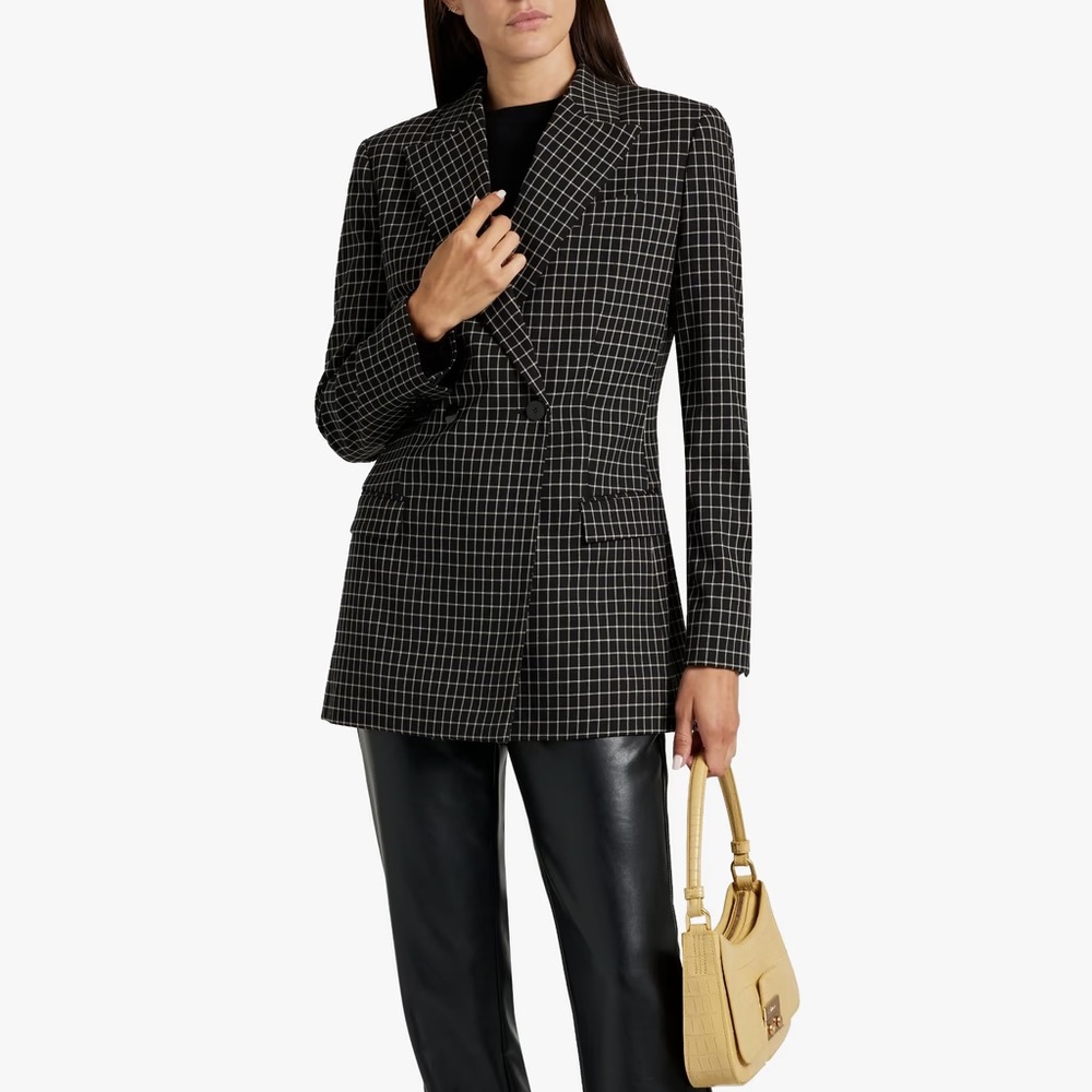 Theory Taylor Double-Breasted Checked Twill Blazer 10 — worn once